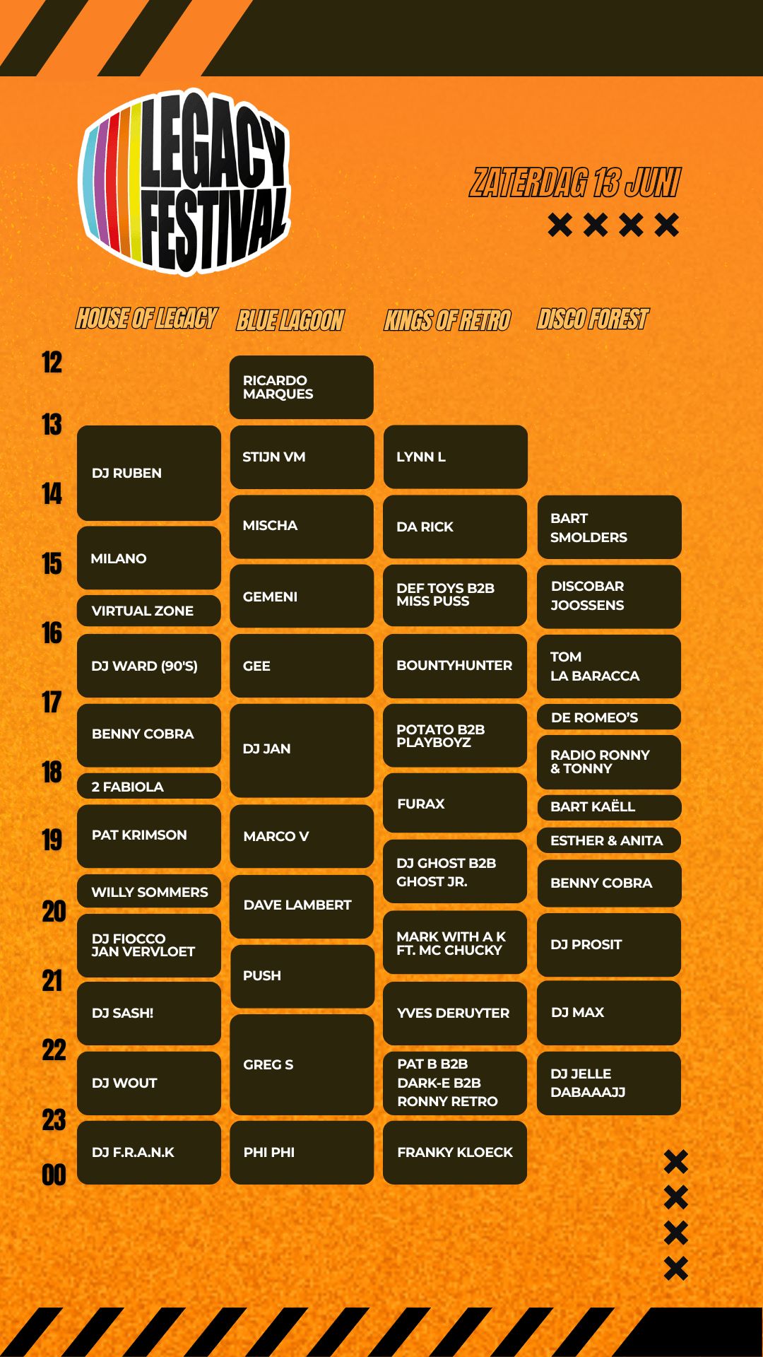 Timetable zaterdag