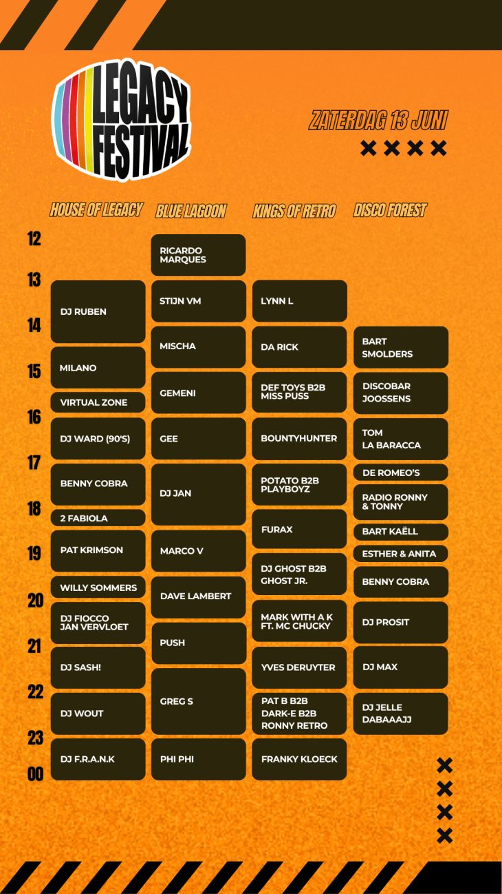 Timetable zaterdag